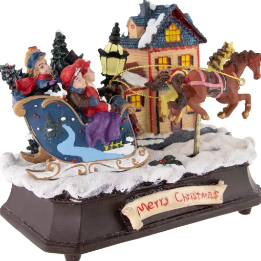 Animated and Musical Christmas Sleigh Decoration - 6.25" Animated & Musical