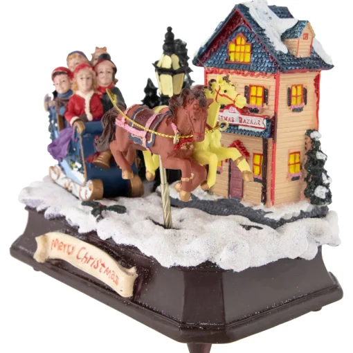 Animated and Musical Christmas Sleigh Decoration - 6.25" Animated & Musical