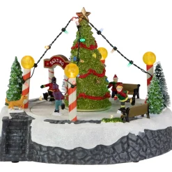 Online Animated and Musical Ice Skaters Christmas Scene LED Lighted Village Display - 9" Animated & Musical