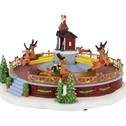 Best Animated and Musical Reindeer Ride LED Lighted Christmas Village Display - 12