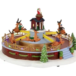 Best Animated and Musical Reindeer Ride LED Lighted Christmas Village Display - 12