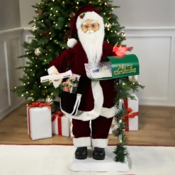 Outlet Animated and Musical Santa Claus Figure with Lighted "Merry Christmas" Mailbox - 30" Santa Claus