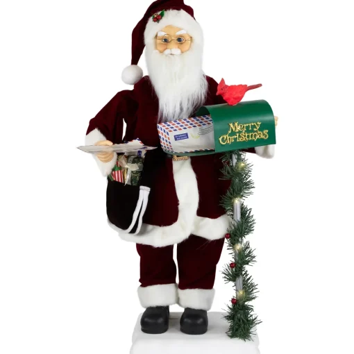 Outlet Animated and Musical Santa Claus Figure with Lighted "Merry Christmas" Mailbox - 30" Santa Claus