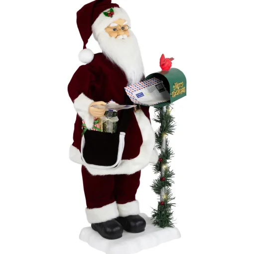 Outlet Animated and Musical Santa Claus Figure with Lighted "Merry Christmas" Mailbox - 30" Santa Claus