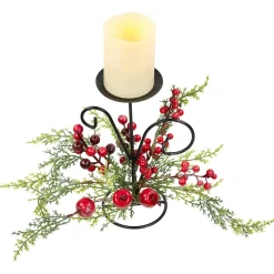 Apples and Berries Christmas Pillar Candle Holder - 10