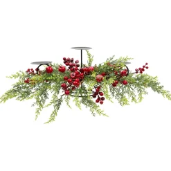 Outlet Apples and Berries Triple Pillar Christmas Candle Holder - 36" - Green and Red Candle Holders