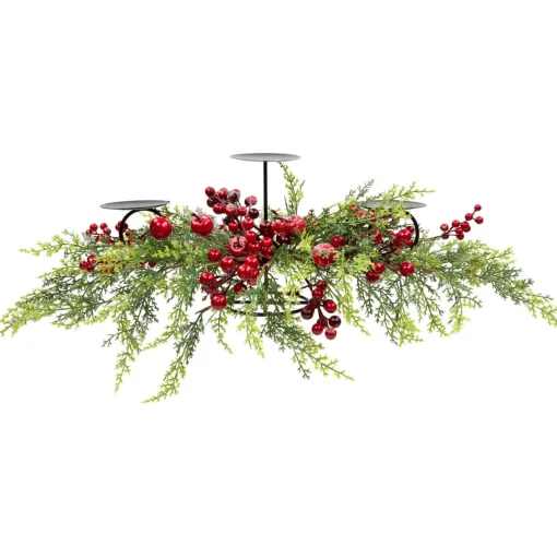 Outlet Apples and Berries Triple Pillar Christmas Candle Holder - 36" - Green and Red Candle Holders