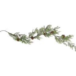 New Artificial Christmas Garland with Frosted Foliage and Pinecones - 5' x 8" - Unlit Unlit
