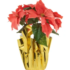 Discount Artificial Christmas Poinsettia with Wrapped Base - 14.5" - Pink Poinsettias