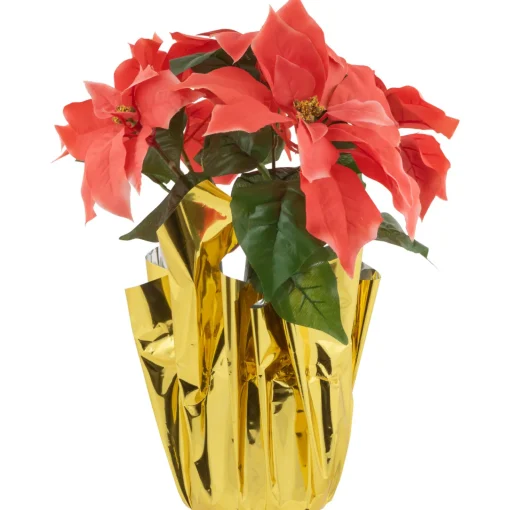 Discount Artificial Christmas Poinsettia with Wrapped Base - 14.5" - Pink Poinsettias