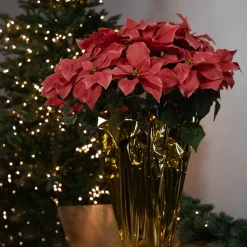 Best Artificial Christmas Poinsettia with Wrapped Base - 28" - Pink Poinsettias