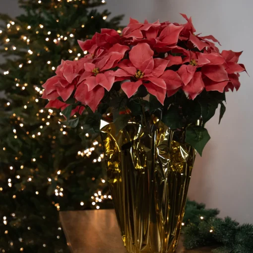 Best Artificial Christmas Poinsettia with Wrapped Base - 28" - Pink Poinsettias