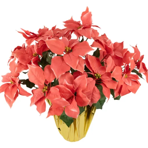 Best Artificial Christmas Poinsettia with Wrapped Base - 28" - Pink Poinsettias