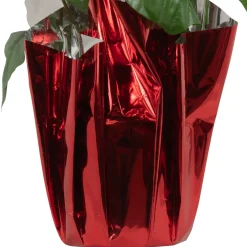 Sale Artificial Christmas Poinsettia with Wrapped Base - 14.5