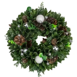 Sale Artificial Christmas Wreath With Pine Cones and Ornaments - 14" Unlit Pre Decorated