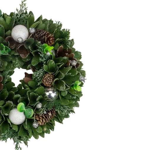 Sale Artificial Christmas Wreath With Pine Cones and Ornaments - 14" Unlit Pre Decorated