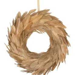 Discount Artificial Feather Wreath - 14" - Gold Pre Decorated