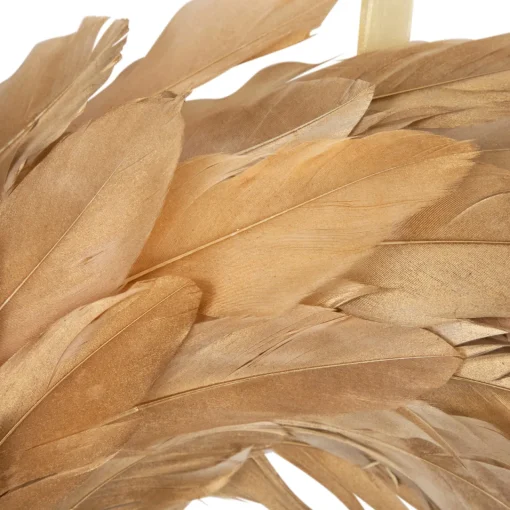 Discount Artificial Feather Wreath - 14" - Gold Pre Decorated