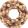 Online Artificial Floral Wooden Spring Wreath - 12" - Pink and Yellow Unlit