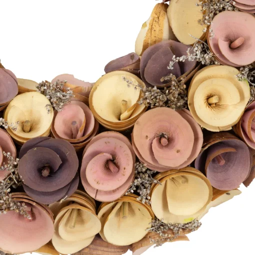 Online Artificial Floral Wooden Spring Wreath - 12" - Pink and Yellow Unlit