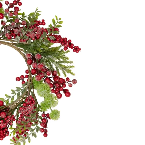 Best Artificial Frosted Red Berry and Pine Christmas Wreath, 16-Inch, Unlit Unlit