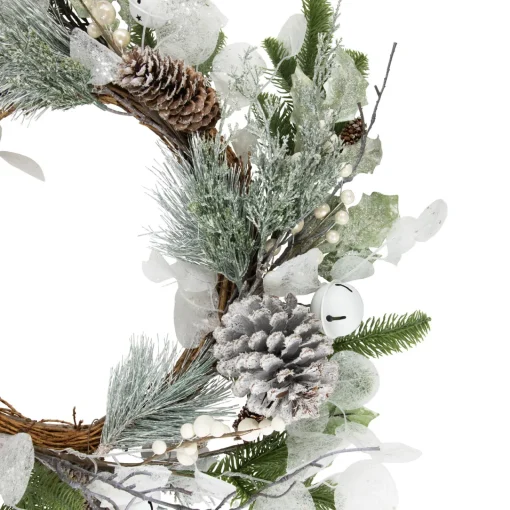 New Artificial Mixed Foliage with Pine Cones Christmas Wreath, 28-Inch, Unlit Unlit