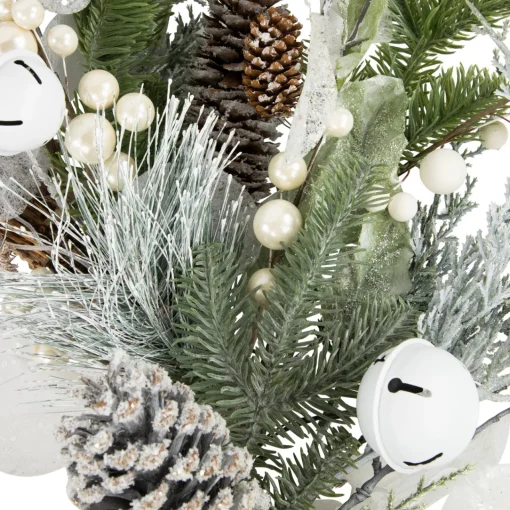 New Artificial Mixed Foliage with Pine Cones Christmas Wreath, 28-Inch, Unlit Unlit