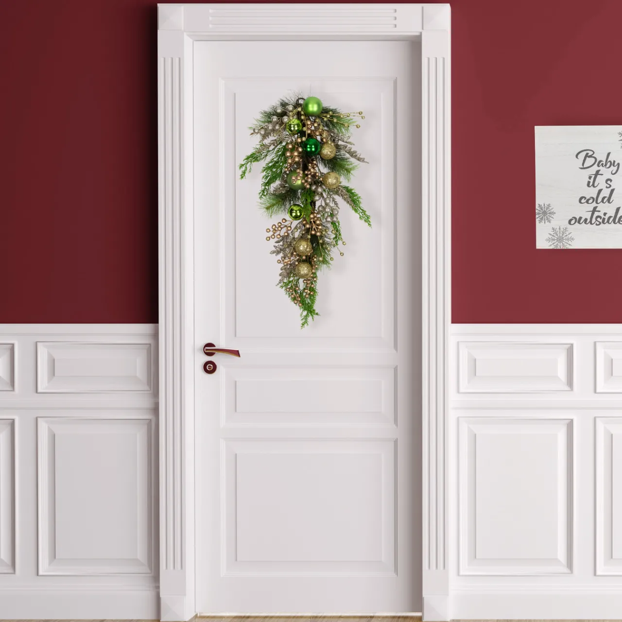 Best Ball Ornaments and Berries Glittered Artificial Christmas Swag - 25" Unlit Swags