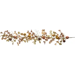 New Ball Ornaments Glittered Christmas Garland - 5' x 10" - Gold and Copper Tone Unlit
