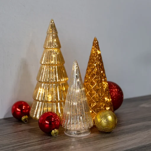 Discount Battery Operated Gold, Bronze & Silver Trees - Set of 3 Trees
