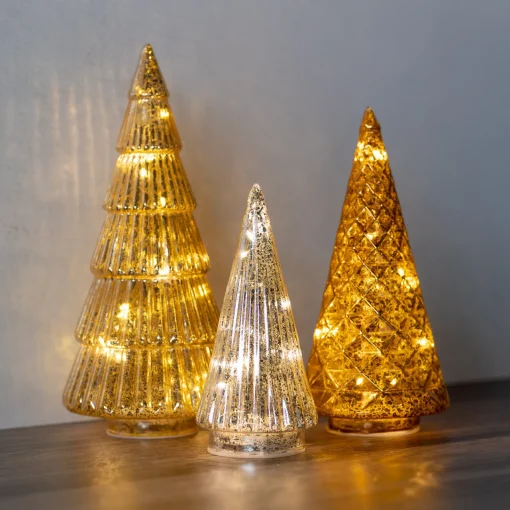 Discount Battery Operated Gold, Bronze & Silver Trees - Set of 3 Trees