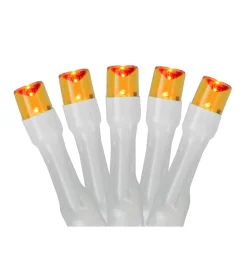 Clearance Battery Operated LED Christmas Lights - Orange - 9.5' White Wire - 20ct Battery Operated