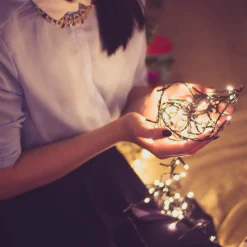 Online Battery Operated LED Christmas Lights - Warm White - 9.5' Green Wire - 20ct Battery Operated