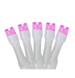 Discount Battery Operated LED Christmas Lights - Pink - 9.5' White Wire - 20ct Battery Operated