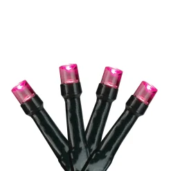 Outlet Battery Operated LED Christmas Lights - Pink - 9.5' Black Wire - 20ct Battery Operated