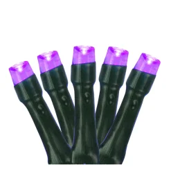 Discount Battery Operated LED Christmas Lights - Purple - 9.5' Black Wire - 20ct Battery Operated