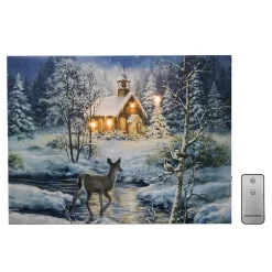 New Battery Operated Lighted Wall Art - Winter Woods Wall