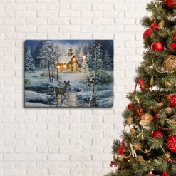 New Battery Operated Lighted Wall Art - Winter Woods Wall