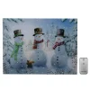 New Battery Operated Lighted Wall Art - Cheerful Snowmen Wall