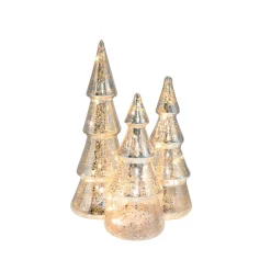 Discount Battery Operated Silver Mercury Glass Trees - Set of 3 Trees