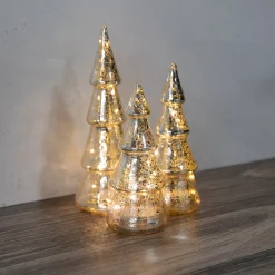 Discount Battery Operated Silver Mercury Glass Trees - Set of 3 Trees