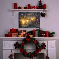 New Battery-Operated Lighted Wall Art - Winter Village Wall