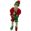 New Bendable Elf in a Suit Hanging Christmas Ornament - 12" - Red and Green Elves & Fairies