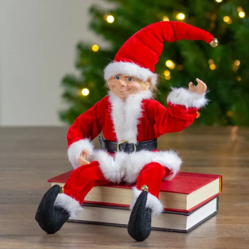 Discount Bendable Elf in Santa Suit - 15" - Red and White Elves & Fairies