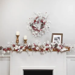 Sale Berries and Snowflakes Artificial Christmas Garland - 6' x 8
