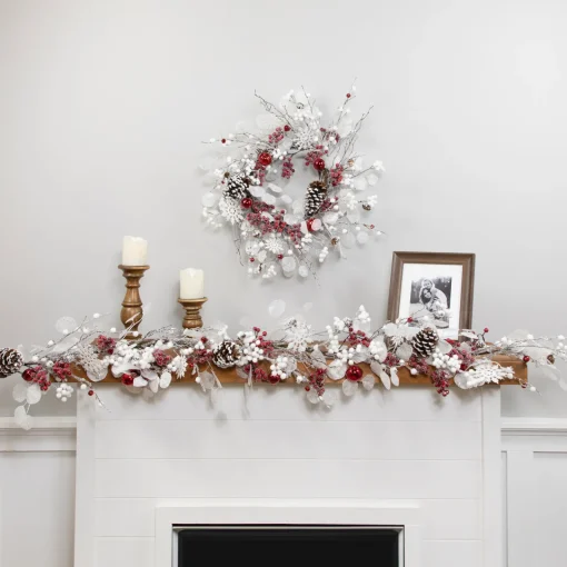 Best Berries and Snowflakes Artificial Christmas Wreath - 24" - Red and White - Unlit Unlit