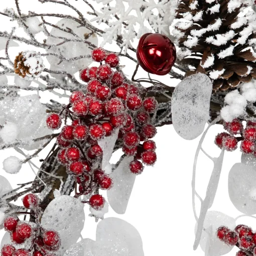 Best Berries and Snowflakes Artificial Christmas Wreath - 24" - Red and White - Unlit Unlit