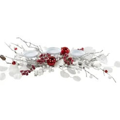 Online Berries and Snowflakes Christmas Pillar Candle Holder - 24" - Red and White Candle Holders