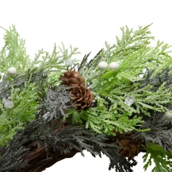 Sale Berry, Cedar and Pine Cone Artificial Christmas Wreath - 24-Inch, Unlit Unlit