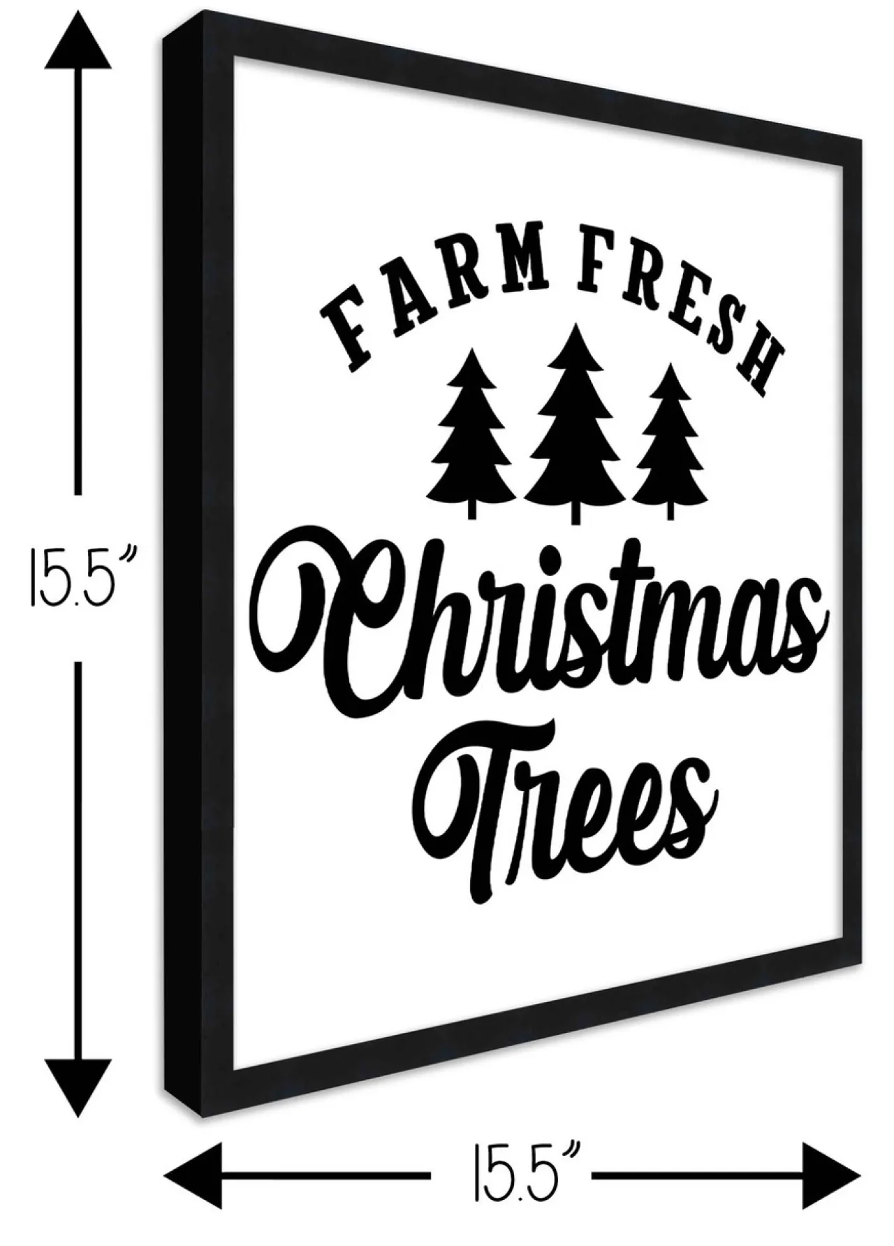 New Black and White Christmas Trees 15.5" x 15.5" Framed Christmas Wall Decor Art Print Sign Poster in a Black Wooden Frame with UV Acrylic and Hangers Wall